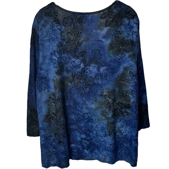 Y2K Black and Blue Textured Floral Whimsical Whimsigoth Fairy Blouse Size XL - Picture 5 of 9